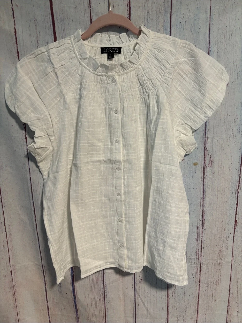NWT J. Crew Smocked-neck top in textured gauze